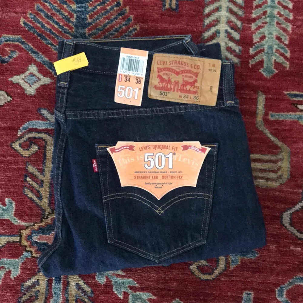 New LEVIS Strauss 501 Button Fly Straight Jeans